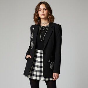 Karl Lagerfeld Paris Embellished Rose Motif Holiday Blazer • NWT $219 • Size 10